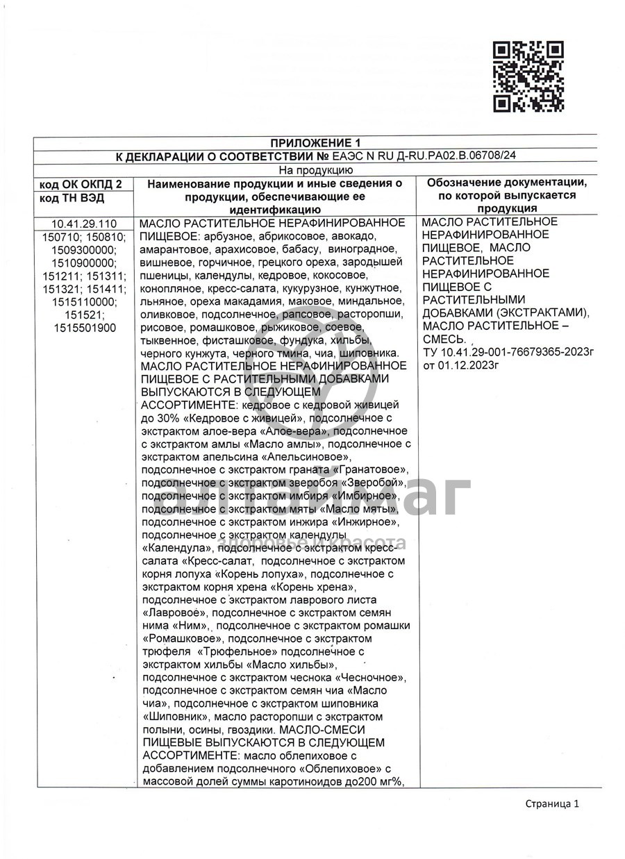 Сертификат на товар Масло Конопляное Nadawilli 100мл Масло Конопляное Nadawilli 100мл сертификат