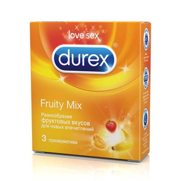 Изображение товара Презервативы Durex с фруктовыми вкусами Fruity Mix, 3шт Презервативы Durex с фруктовыми вкусами Fruity Mix, 3шт фотография