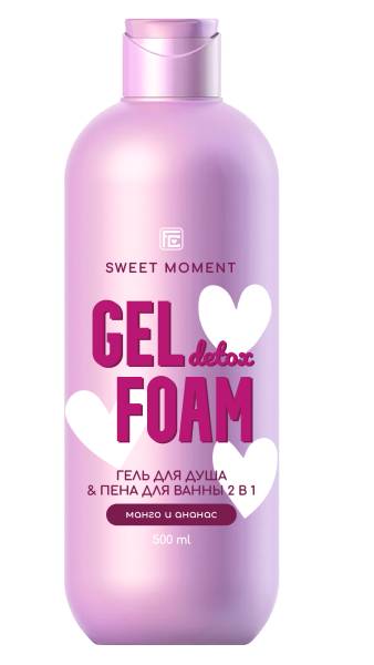 Гель для душа и пена для ванны Sweet Moment 2 в1 Манго/Ананас Фэмили Косметик 500мл фотография