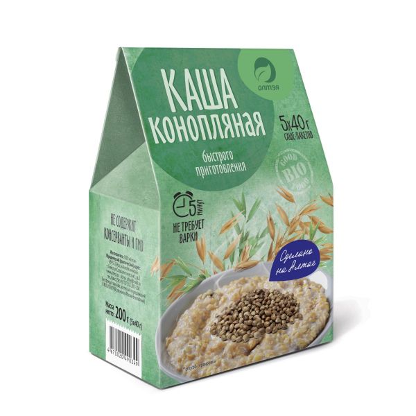 Изображение товара Каша конопляная (конопляная мука, геркулесовые, ячменные, пшенные хлопья), 5 саше по 40г Каша конопляная (конопляная мука, геркулесовые, ячменные, пшенные хлопья), 5 саше по 40г фотография