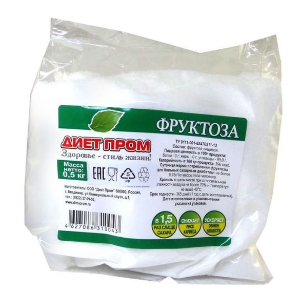 Изображение товара Фруктоза флоу-пак 500 г Фруктоза флоу-пак 500 г фотография